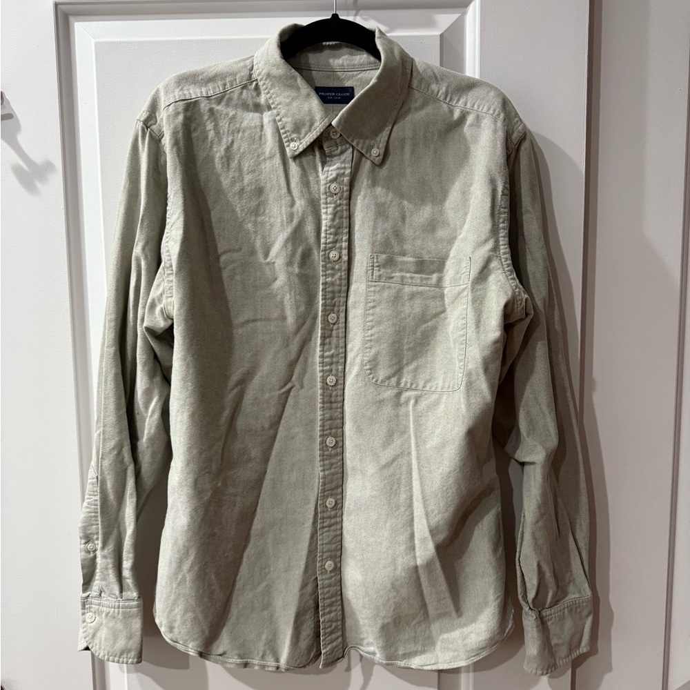 Proper Cloth brand button down shirt light grey green color sz L Large